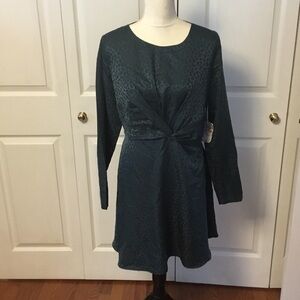 Chelsea28 Dark Green Long Sleeve Dress